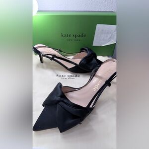 Kate Spade Black Bow Satin Heels WORN ONCE